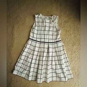 Janie and Jack White Dress with Black Grid Pattern